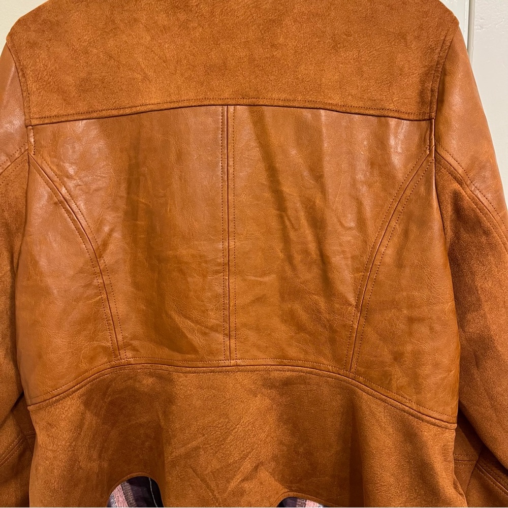 Anthropologie Cognac Tan Leather Suede Jacket - Picture 10 of 11